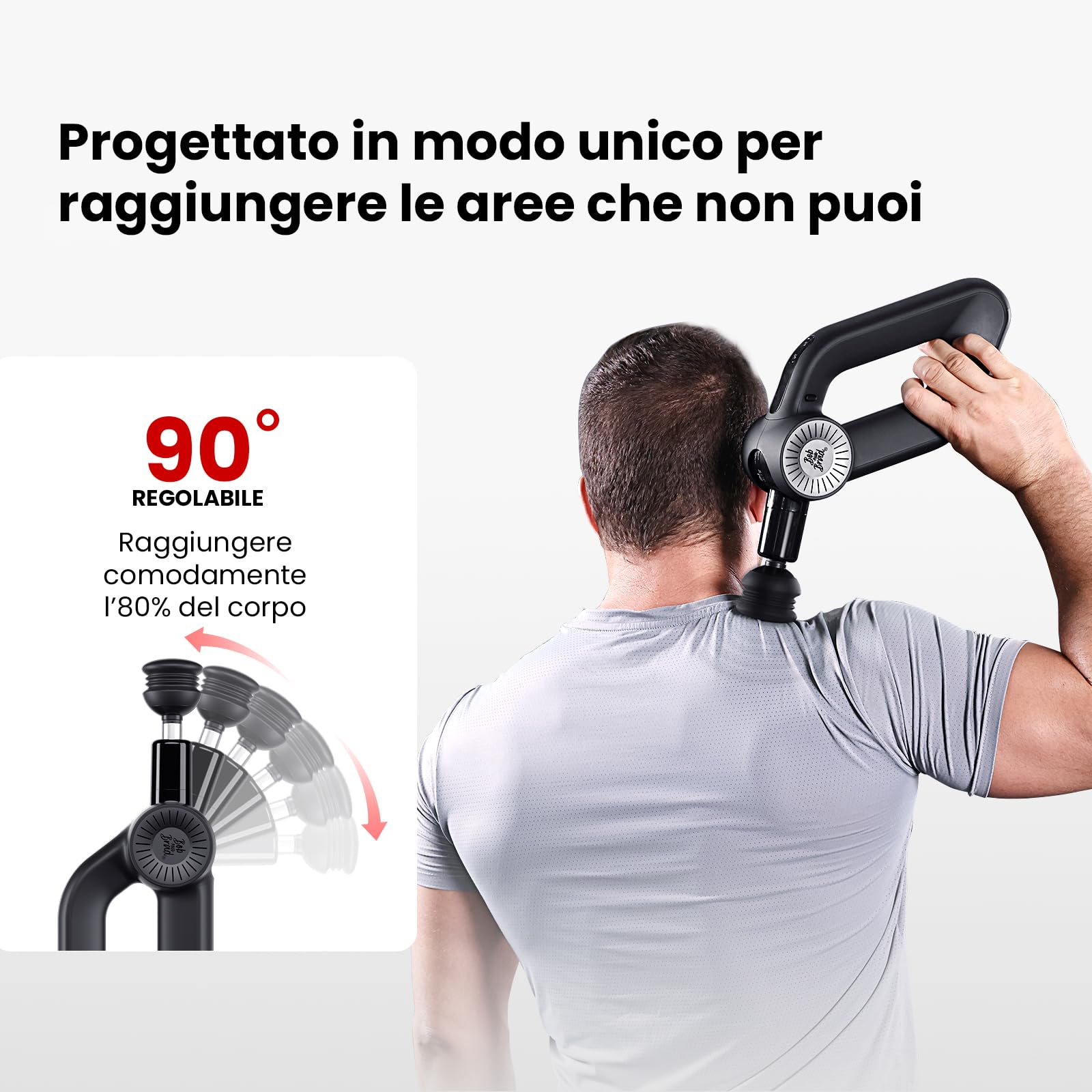 Bob and Brad D6 Ultra Pistola Massaggio Muscolare Potente con Funzione Calore e Infrarossi, 16mm Ampiezza Massaggiatore a Percussione per Tessuti Profondi, Display OLED, Ideale per Regalo