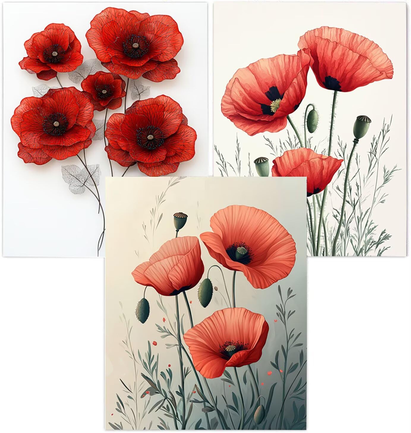 Generico Cnyaunfi 3 Pezzi Fiore Pittura Diamante Fai-Da-Te, 5D Beige Diamond Painting Kit Completo per Hobby Creativi Adulti, Per La Decorazione Della Parete Di Casa 60x80cm YF-3509