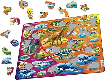 Larsen Puzzle Cadre Dinosaures 70 Pièces - Éducatif Pour Enfants Avec Formes Animaux