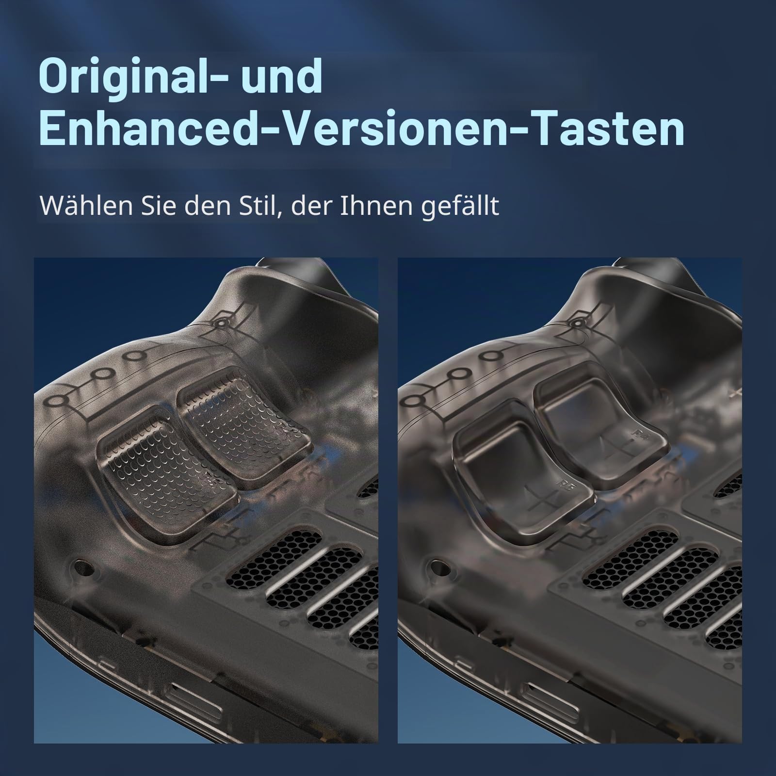 Ersatz-Rückplatte Gehäuse Faceplates für Steam Deck/Steam Deck OLED, DIY Transparentes Gehäuse mit Kühlung Vent Wärmeableitung (Transparentes Schwarz)