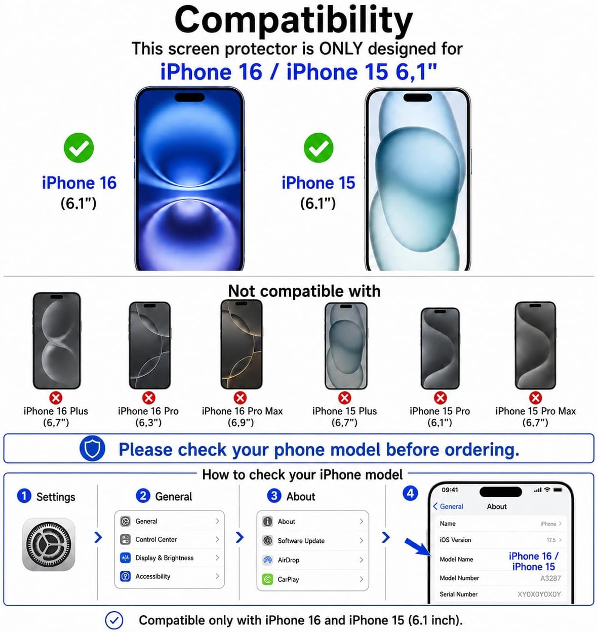  for iPhone 16, iPhone 15 Screen Protector Installation Tool Included thumbnail