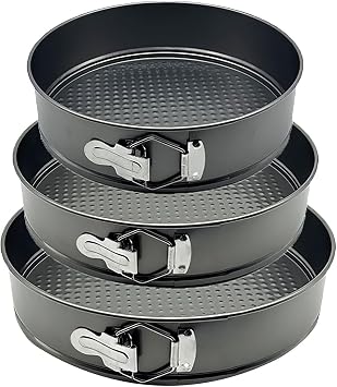 Karbon Çelik 3 Parça 24-26-28 cm Yuvarlak Kelepçeli Kek Kalıbı Seti cin802sy
