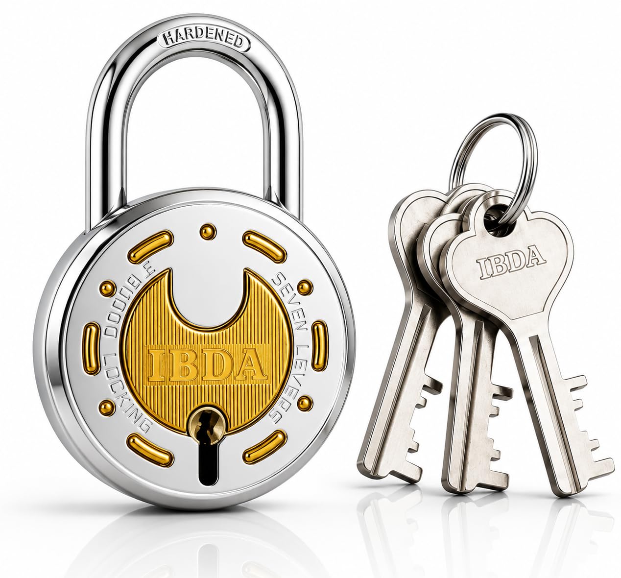 IBDA Lock and Key 65mm | Double Locking | 7 Levers' Technology | Rivetless Body Padlock | Lock for Home, Shutter, gate, Door, kadi, Channel, Chain, Shop, School, Warehouse, Flat, Outdoor-Indoor use-image-41
