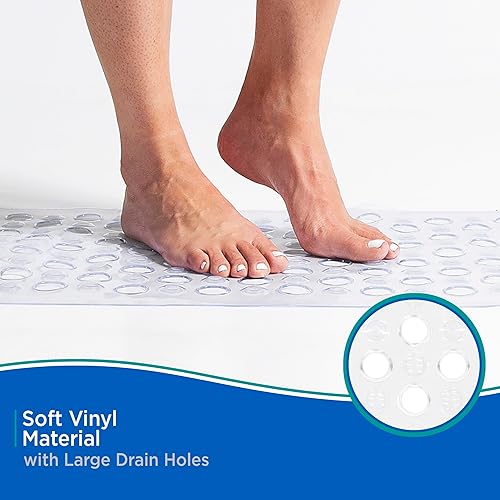 Miniatura 4 de Kenney KN67243 - Tapete de baño de burbujas de vinilo, tapete de ducha con ventosas y grandes agujeros de drenaje para uso dentro de la ducha del