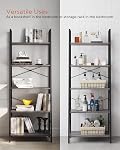 Yusong Ladder Shelf, 5 Tier Ladder Bookshelf Unit Wood Bookcase with Metal Frame, Tall Storage Display Rack Plant Stand for Living Room, Bedoom, Balcony, Grey