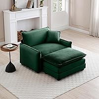 Vista 74 de Sofás seccionales grandes de 115.34" para sala de estar, sofá de pana color camel de asiento profundo de 3 plazas en forma de L, sofá seccional