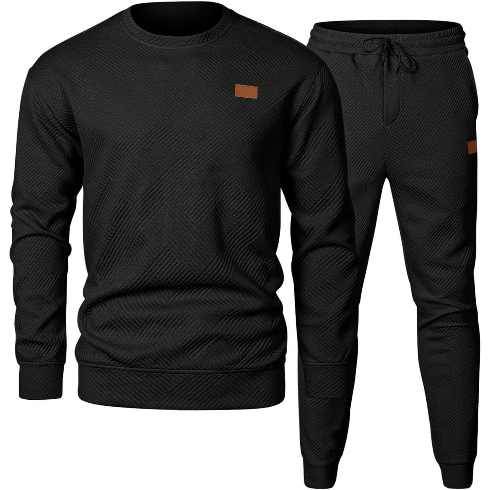 Ensemble Jogging Homme Sweats À Capuche Et Sport Pantalons Tenue Rayures Jacquard Manches Longues Cintré Outdoor Survetement Homme