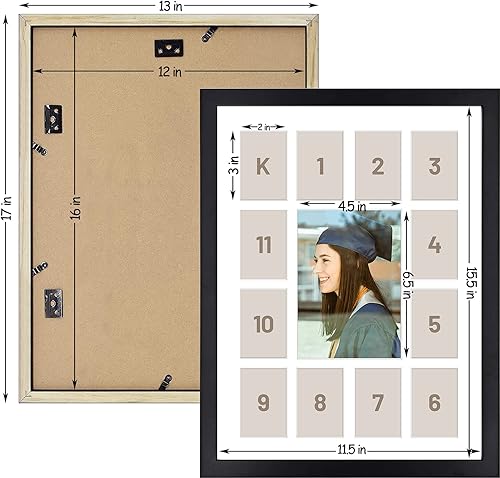 Miniatura 7 de Golden State Art 13-Opening marco de madera para fotos de 12 x 16 pulgadas, con fondo blanco y vidrio genuino, en color negro