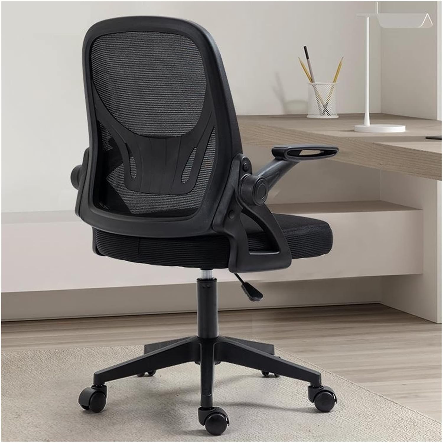 Adjustable Office Computer Chair with Armrest Mesh Office Chair Computer Indoor Bedroom Swivel Adjustable Liftable Gaming Chairs(Black)
