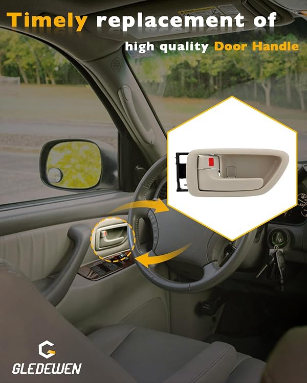 Interior Door Handles Set W/ Bezel (4Pcs), Compatible with 2000-2007 Toyota Avalon Sequoia Tundra（Crew Cabs), Beige, Front & Rear Inside Left Driver & Right Passenger | 69206-0C030-E1,69205-0C030-E1 by Gledewen - Image 5