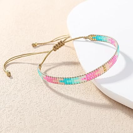 KELITCH Cera Corda Avvolgere Bracciali Fai Da Te Fatto A Mano Multi - Modello Perla In Rilievo Nuovo Amicizia Bracciali Donne/Ragazze Regalo (Verde 3K