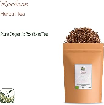 Rooibos Organic Loose Leaf Herbal African Red Bush Tea - Redbush Tea 500g | South African rooibos leaves naturally caffeine free with a smooth reddish brew and a naturally sweet slightly nutty flavor