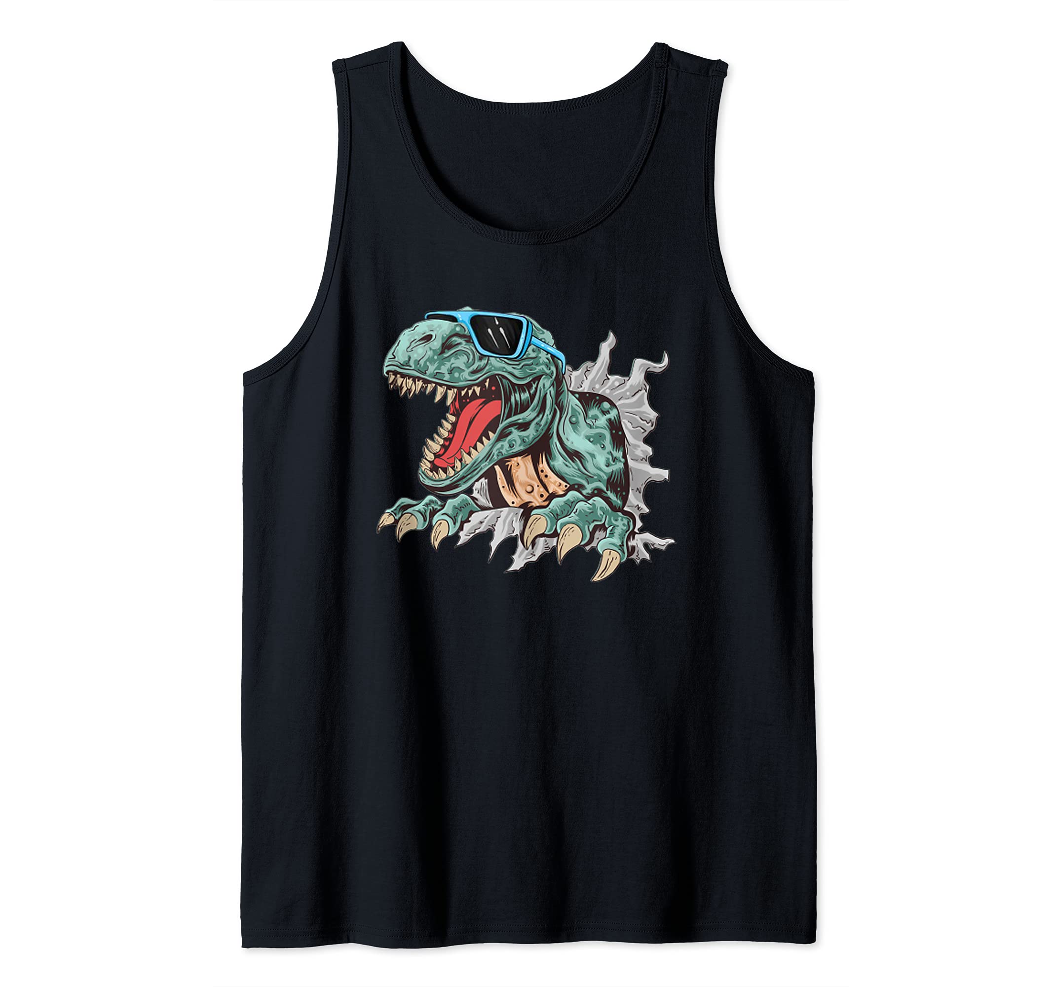 Dinosaur with Glasses T-rex Dinosaur Tank Top