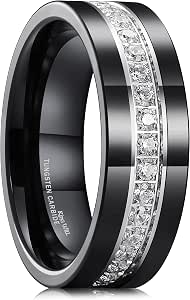 King Will Men's Tungsten Wedding Band with Cubic Zircon Inlay