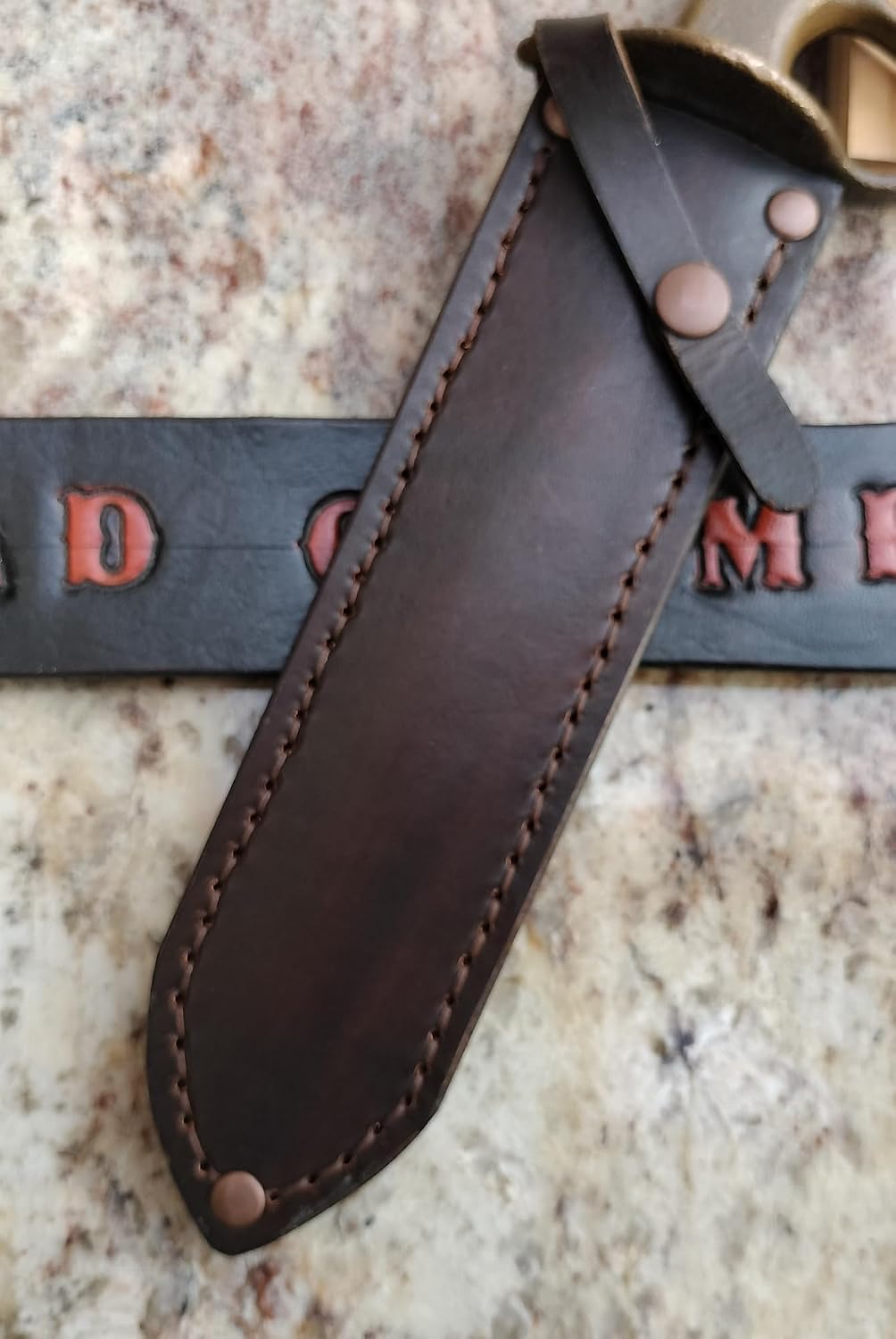 WW1 WW2 Trench Brass 1918 Knife Leather Sheath (Brown, Left Cross Draw)