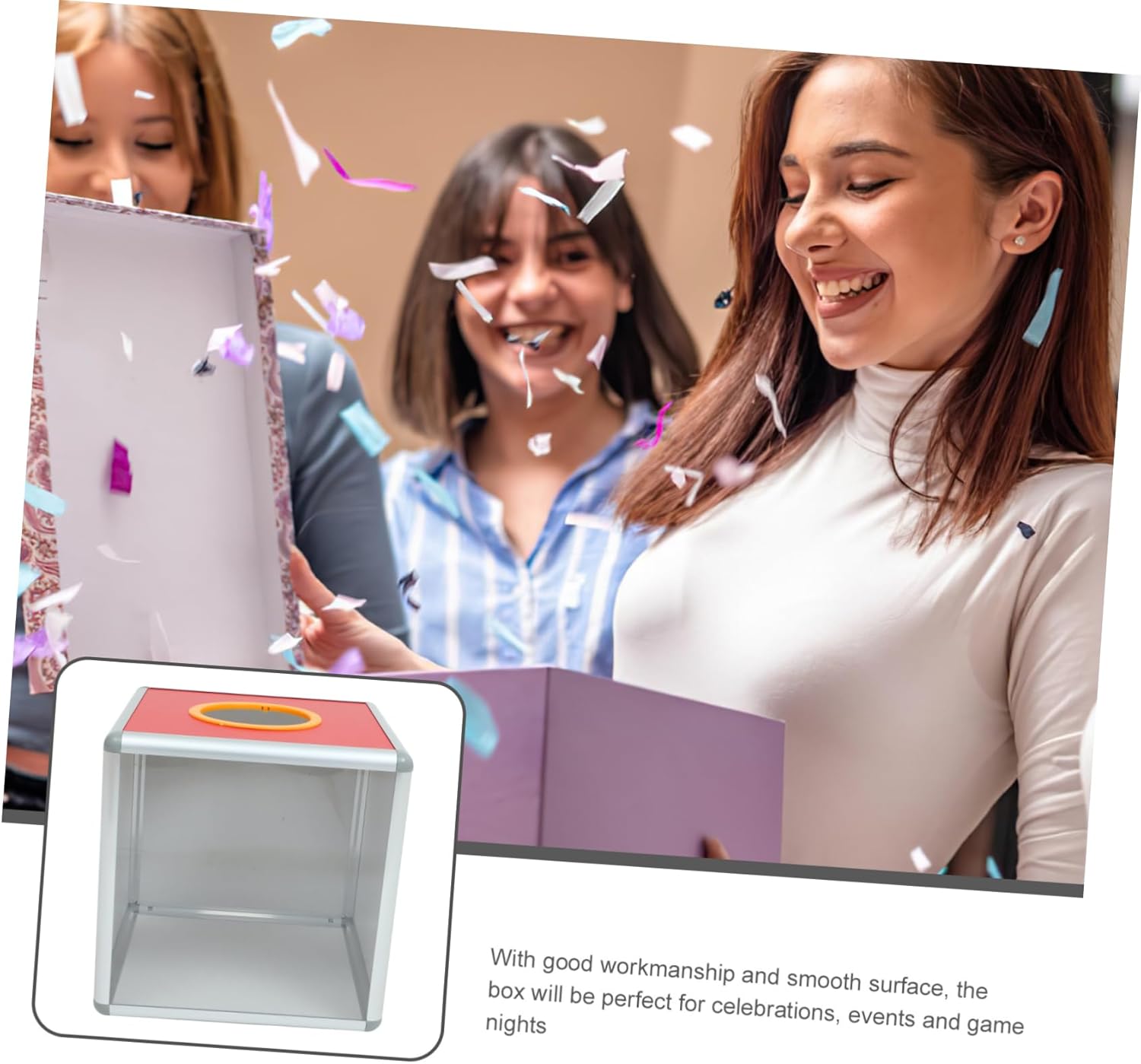 Raffle Box with Opening Design Donation Cube for Fundraising Versatile Storage for Party Votes Money and Tickets for Events and Social Gatherings Color