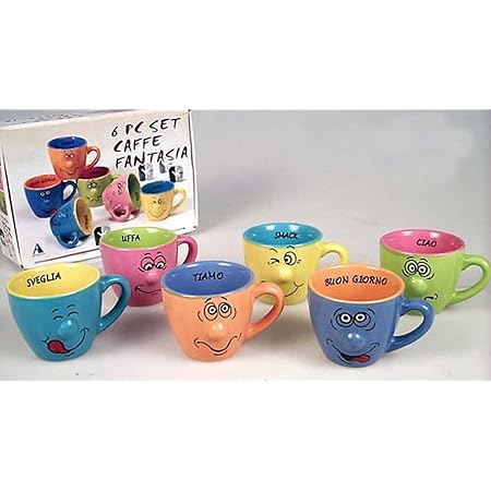 Matches21 Set 3 Tazze Da Caffè In Porcellana Con Motivi Cuori E Legno - 300 Ml - Adatte A Microonde E Lavastoviglie