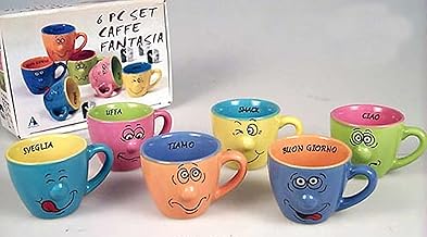 GI Coffee cups with coloured face 6 pieces