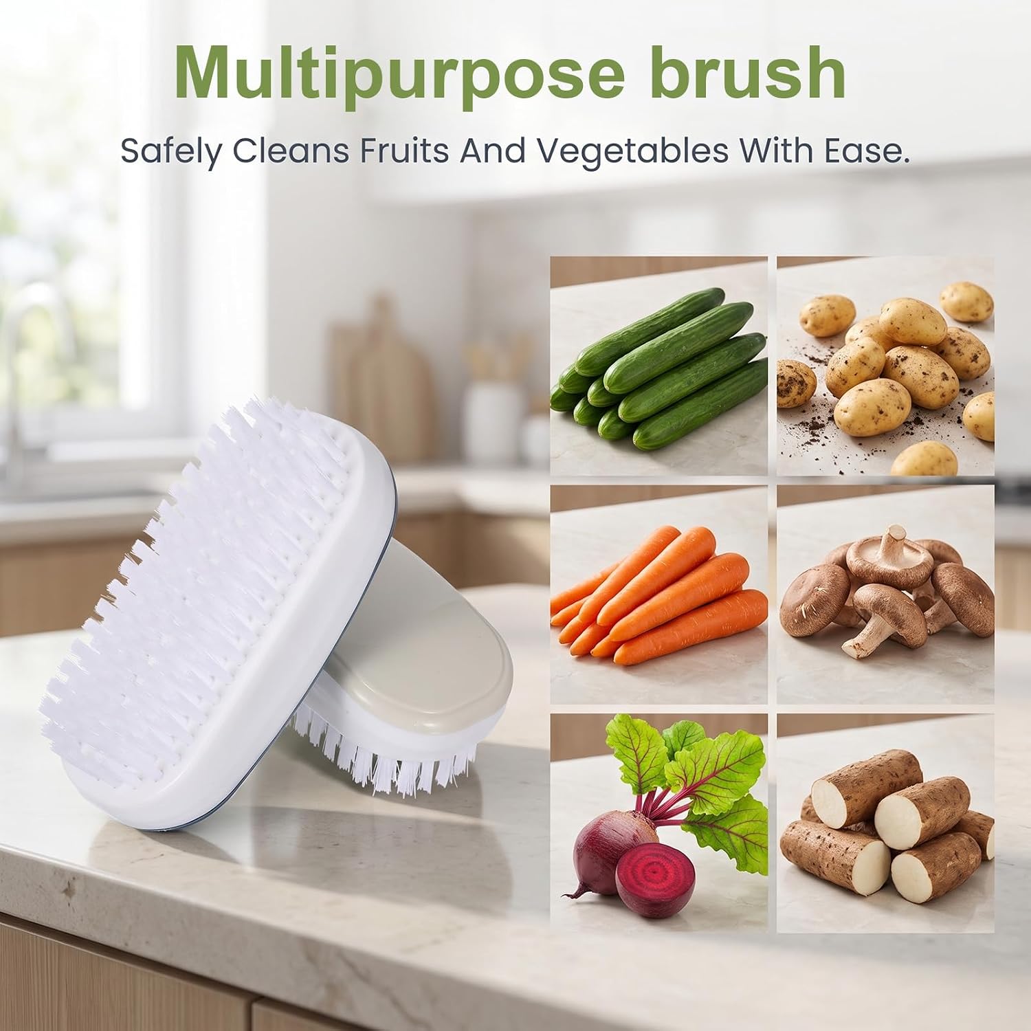 2 Pack Potato Scrubber Vegetable Brush Fruit and Veggie Wash