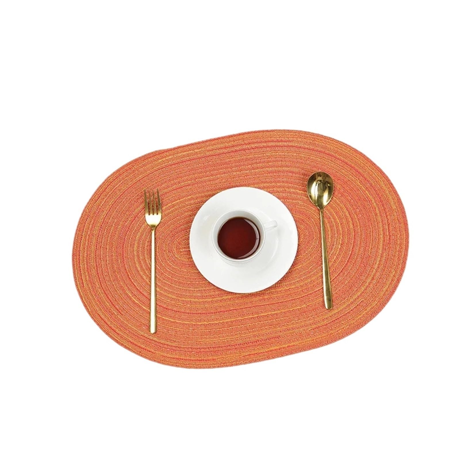 Tapis de table tressés orange et napperons ovales lavables 35x50cm