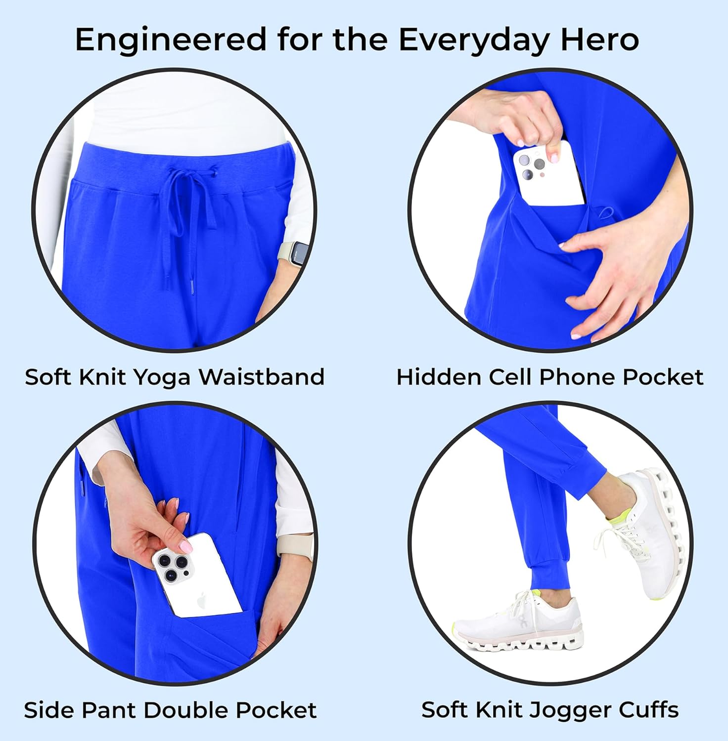 READY SET SCRUBS - Scrubs for Women Set - V-Neck Scrub Top & Jogger Pants Set - 15 Pockets - Yoga Waistband - Soft & Stretchy - Image 4