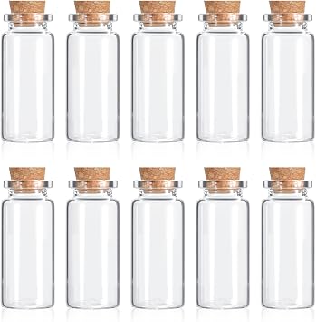 10 Pcs Small Glass Bottles with Cork Lids Small Glass Jars 10ml Mini Glass Bottles Empty Spell Jars Miniature Potion Bottles Message Wishing Bottle for Wedding Party Favours DIY Crafts Decoration