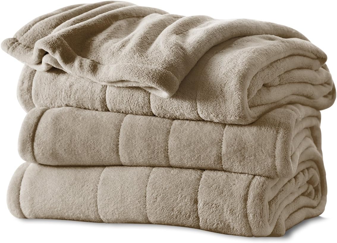 Sunbeam Microplush Heat Blanket, Full, Mushroom