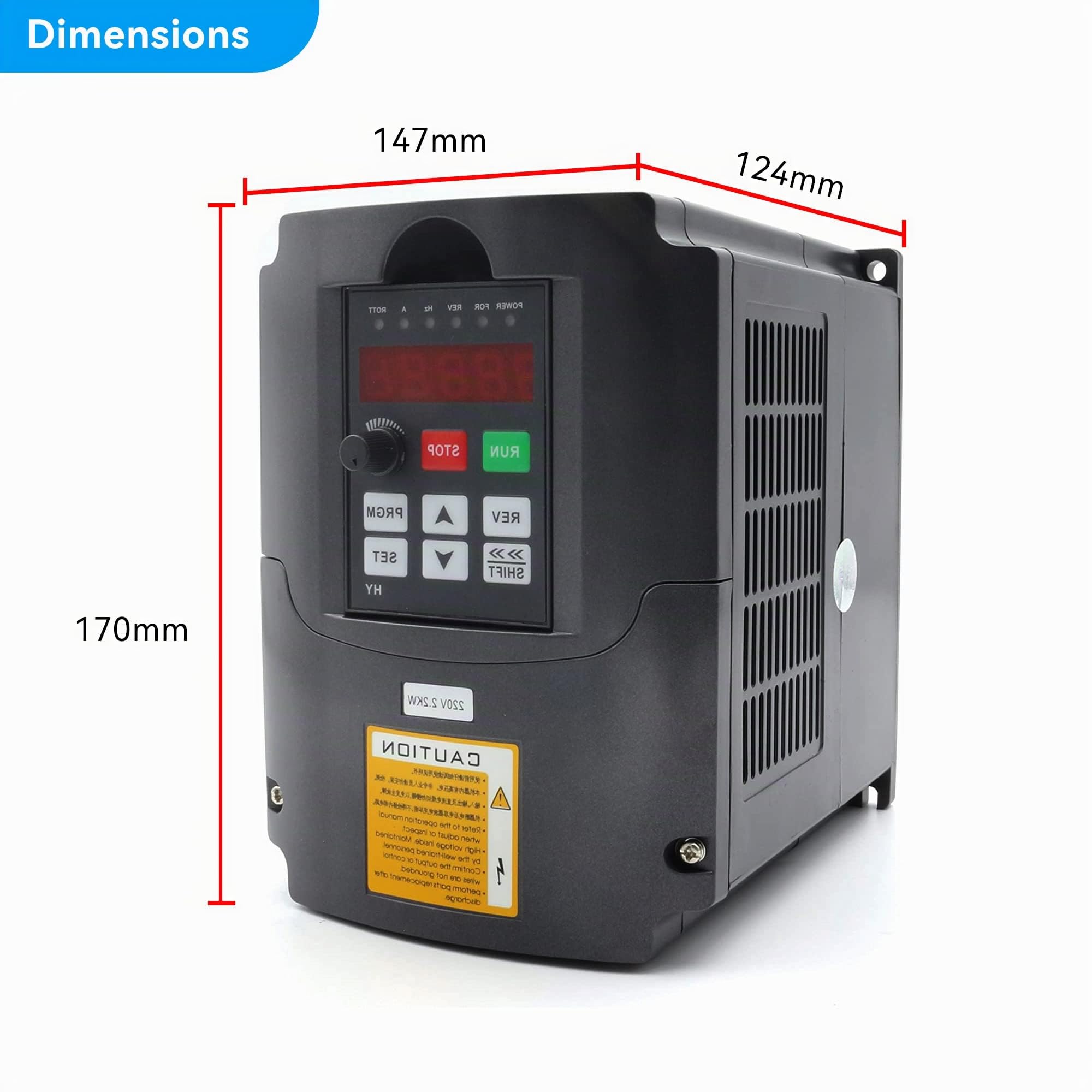 RATTMMOTOR Convertisseur de fréquence 2,2 kW 220 V VFD - Entrée 1/3 phases vers sortie 3 phases - Variable Frequency Driver - Avec rallonge de 2 m