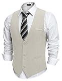 Men's Suit Vest Slim Fit Casual Business Vests Lightweight V-Neck Formal Dress Waistcoat for Wedding Prom