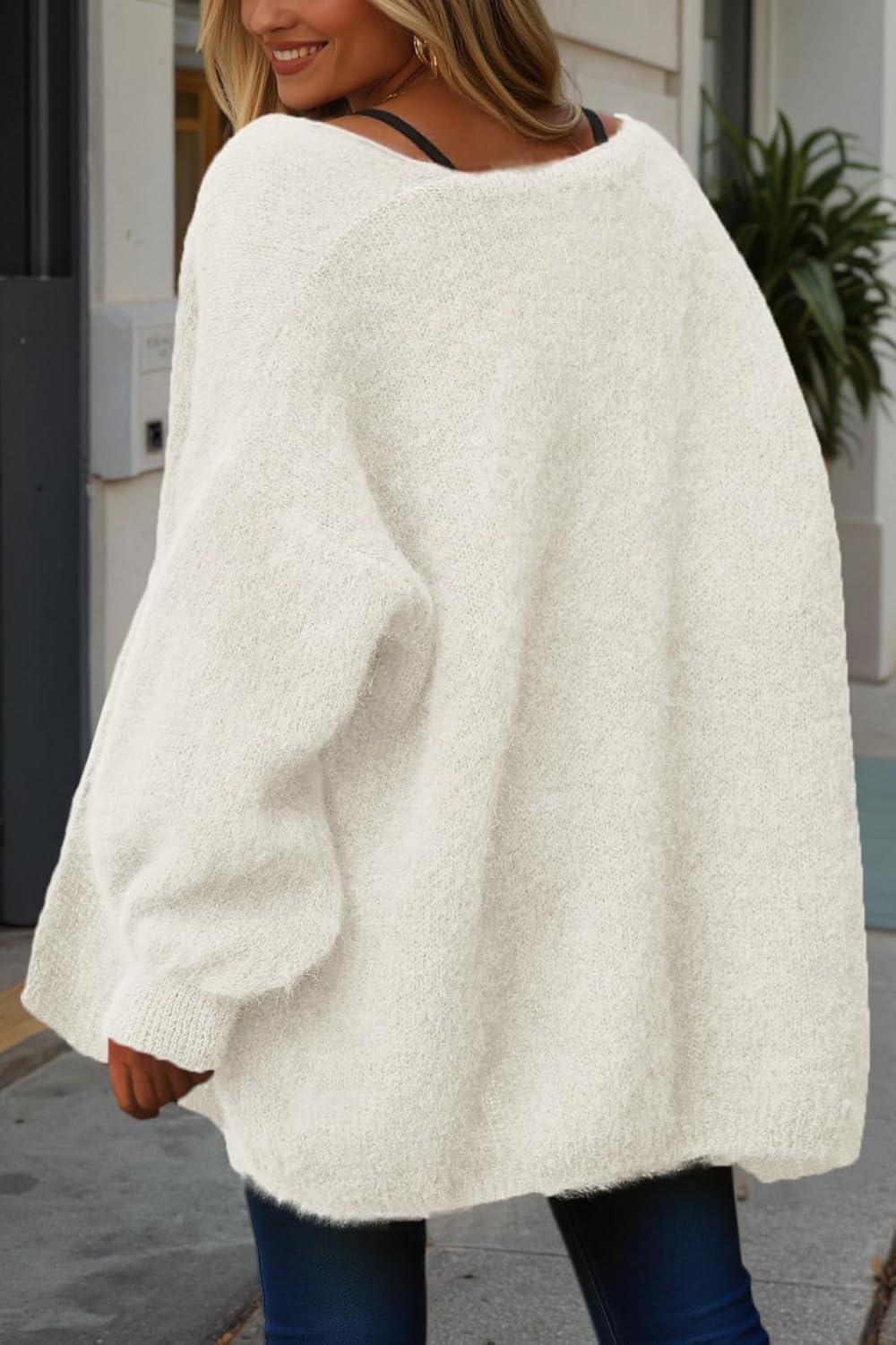 dowerme Women Open Front Cardigans Trendy Fall Long Sleeve Drop Shoulder Soft Knit Slouchy Sweater Spring Outerwear 2026 - Image 4