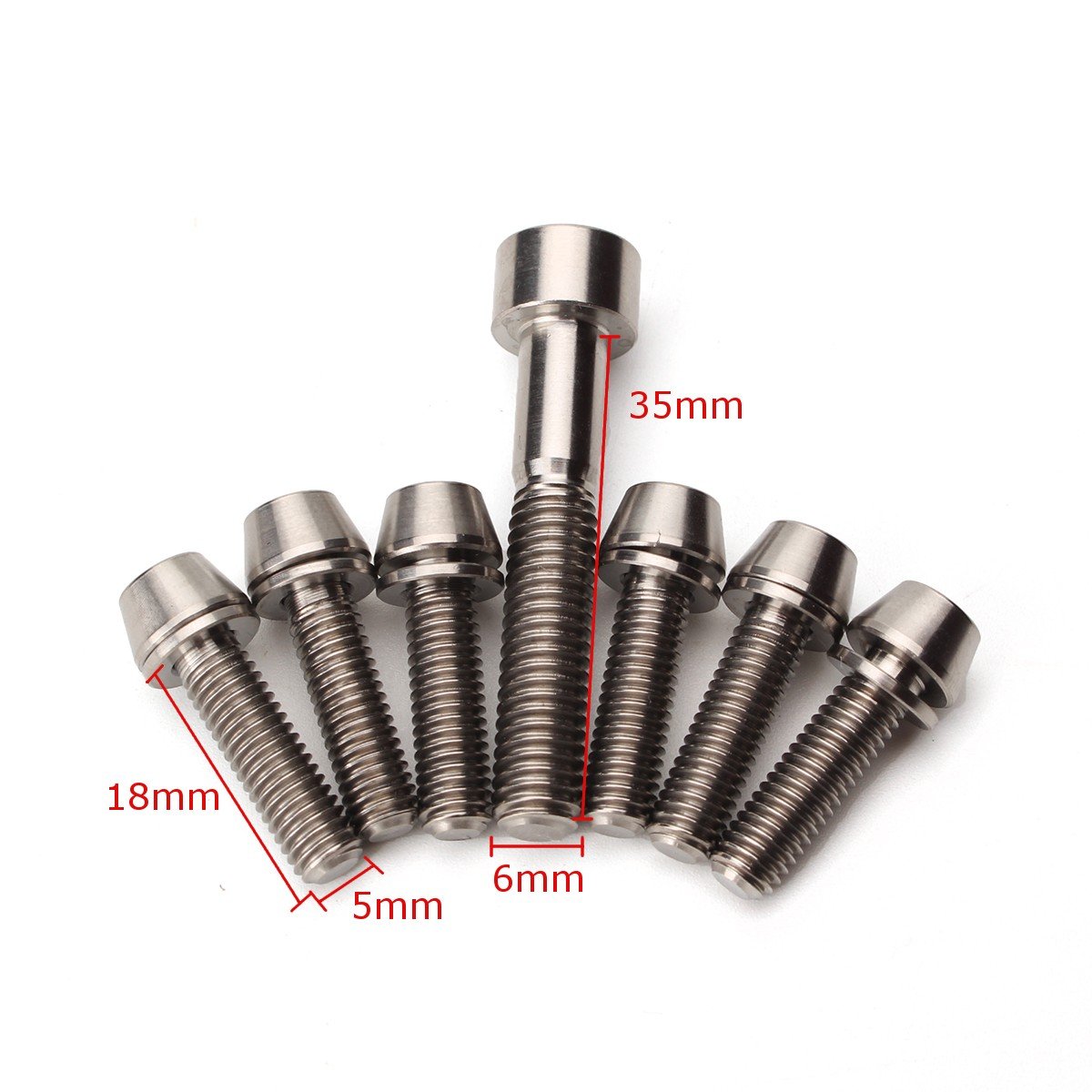 7Pcs Ti Titane Boulon Kit Vis M5 M6 Ensemble Conique