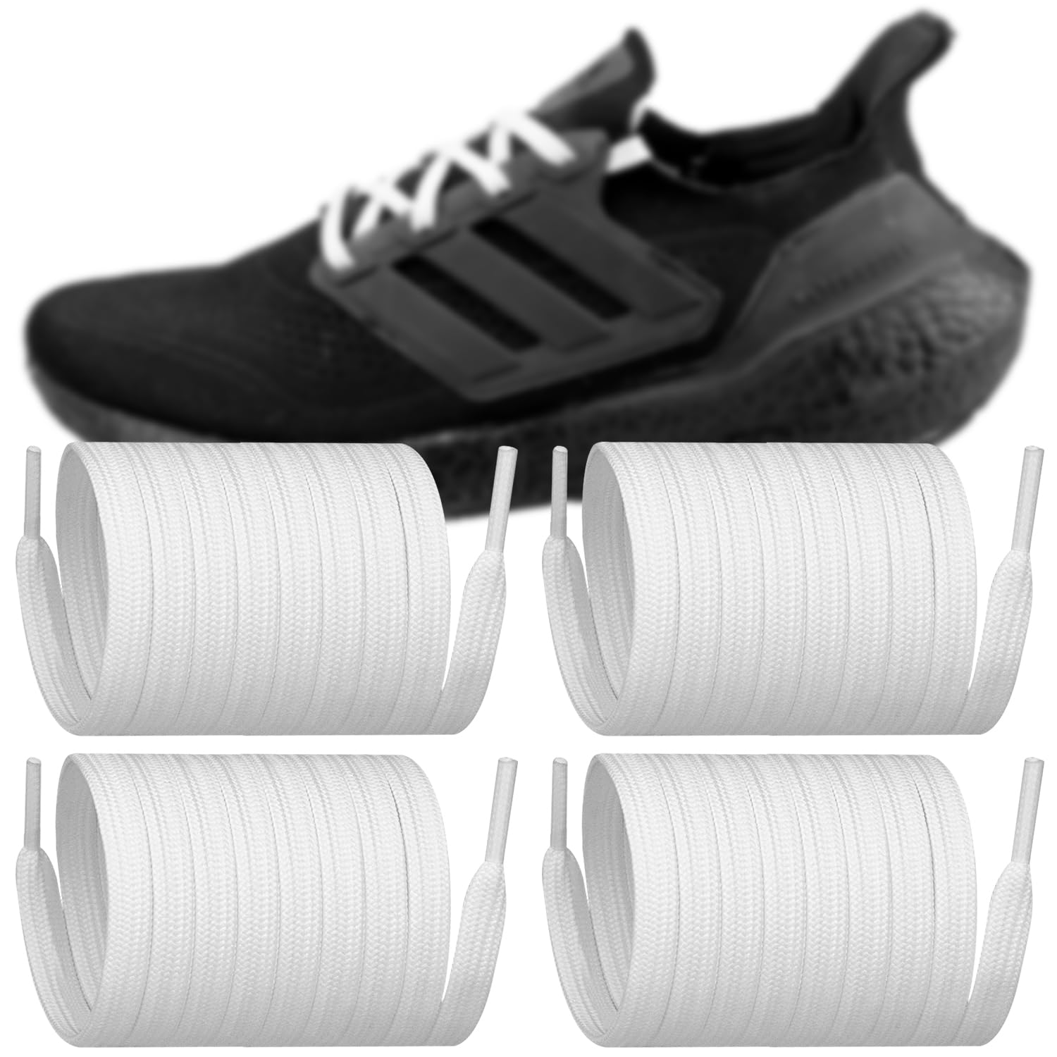 Endoto 2 Pairs Shoe Laces for Adidas Ultraboost Sneaker, 7MM Flat Replacement Shoelaces Strings for Running Shoes