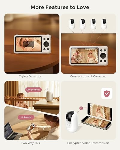 Miniatura 9 de Momcozy BM04 Smart WiFi Baby Monitor con 2 cámaras, 5 pulgadas 1080P Pantalla dividida Video Baby Monitor con cámara y audio, visión nocturna clara,