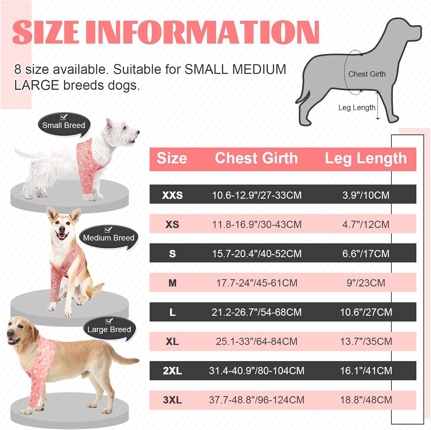 ROZKITCH Dog Leg Sleeve for Front Right Left Leg, Pet Prevent Licking Wound Elbow Knee Protector, Dog Recovery Suit Cone Collar Alternative for Sprain ACL CCL Arthritis Joint Care Rabbit 2XL