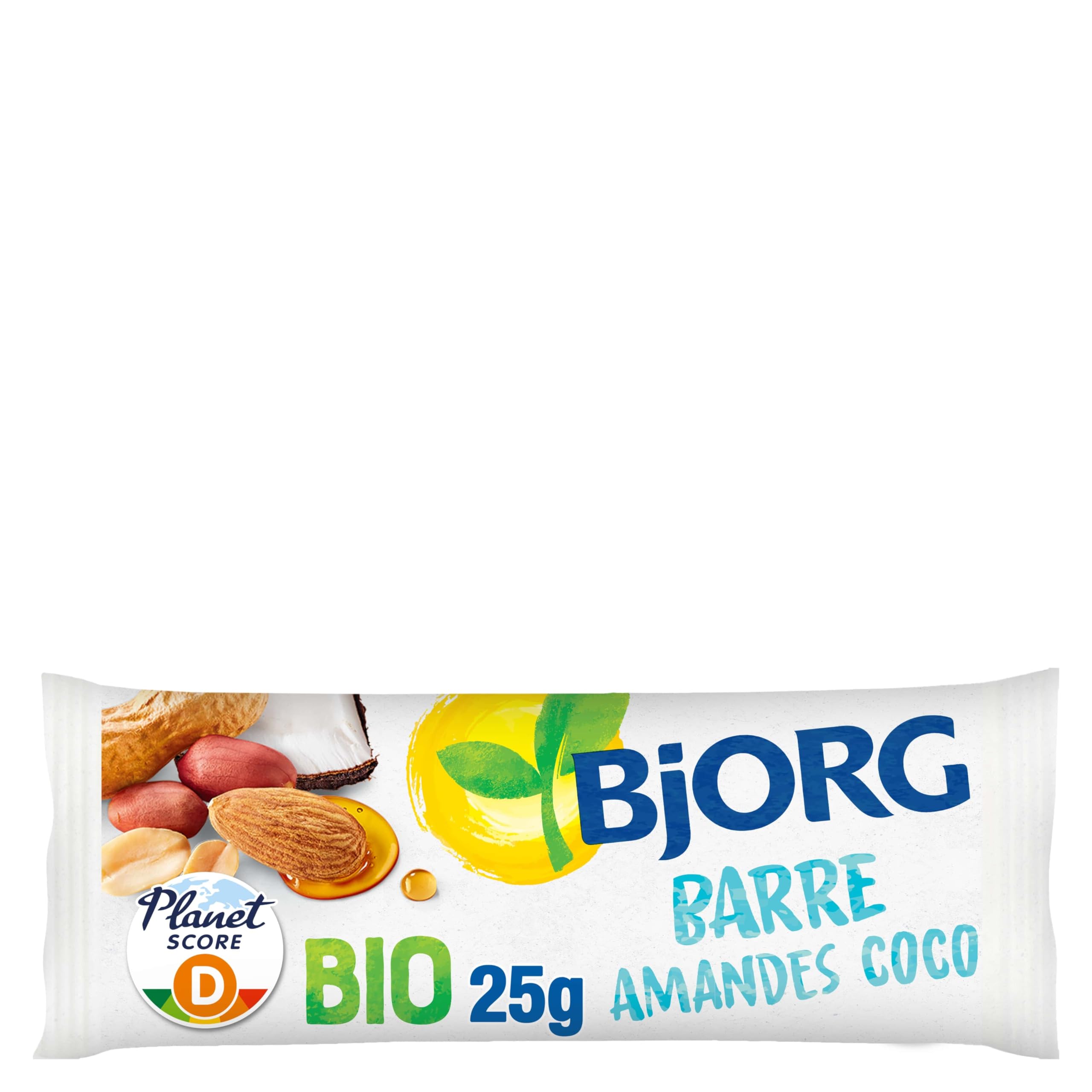 BJORG - Barre Énergétique - Amandes, Coco - Bio - Source de Fibres - Riche en Protéines - Encas Sain pour le Sport : Vélo, Fitness, Trail, Running - 30 Barres Individuelles de 25g