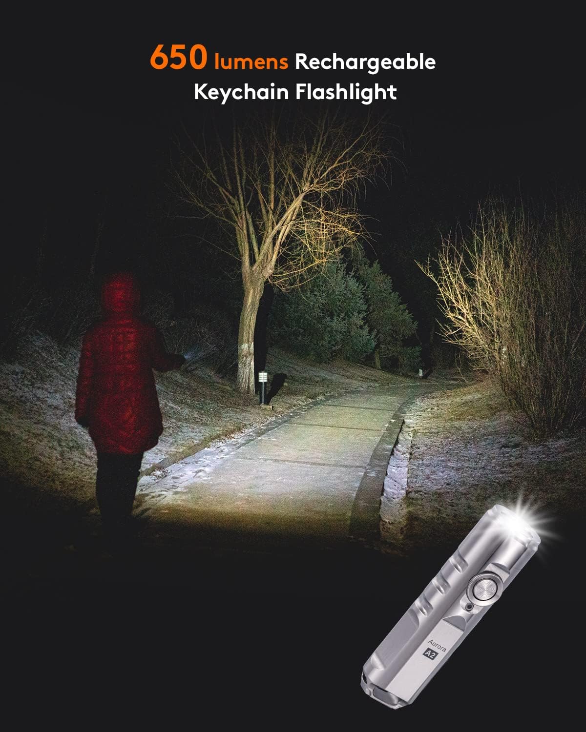 RovyVon Aurora A2 G4 Bright Keychain Flashlight USB C Rechargeable EDC Flashlight 650 lumens Small Magnetic Clip Flashlight, Lockout Feature Momentary On for Daily Carry Use