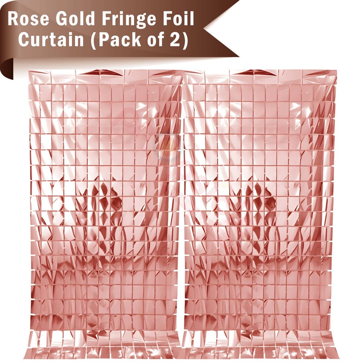 Propsicle Birthday Foil Curtain Pack of 2 Rose Gold 3ftx6ft Fringe Square Curtains Party Decoration Anniversary Blackout, Bachelorette, Baby Shower, Bridal Shower 1