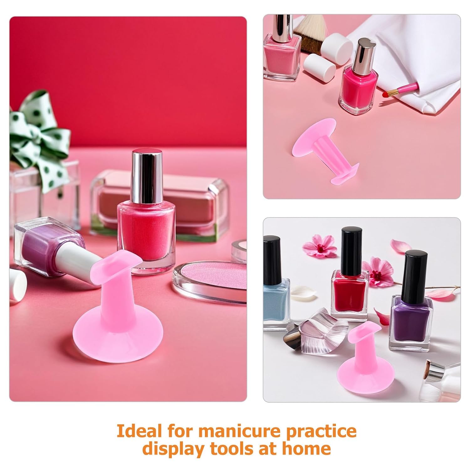 KICHOUSE 12pcs Nail Stand: Plastic Nails Art Display Practice Holder Painting Stand False Press On Fake Holder For Home Diy Salon Supplies