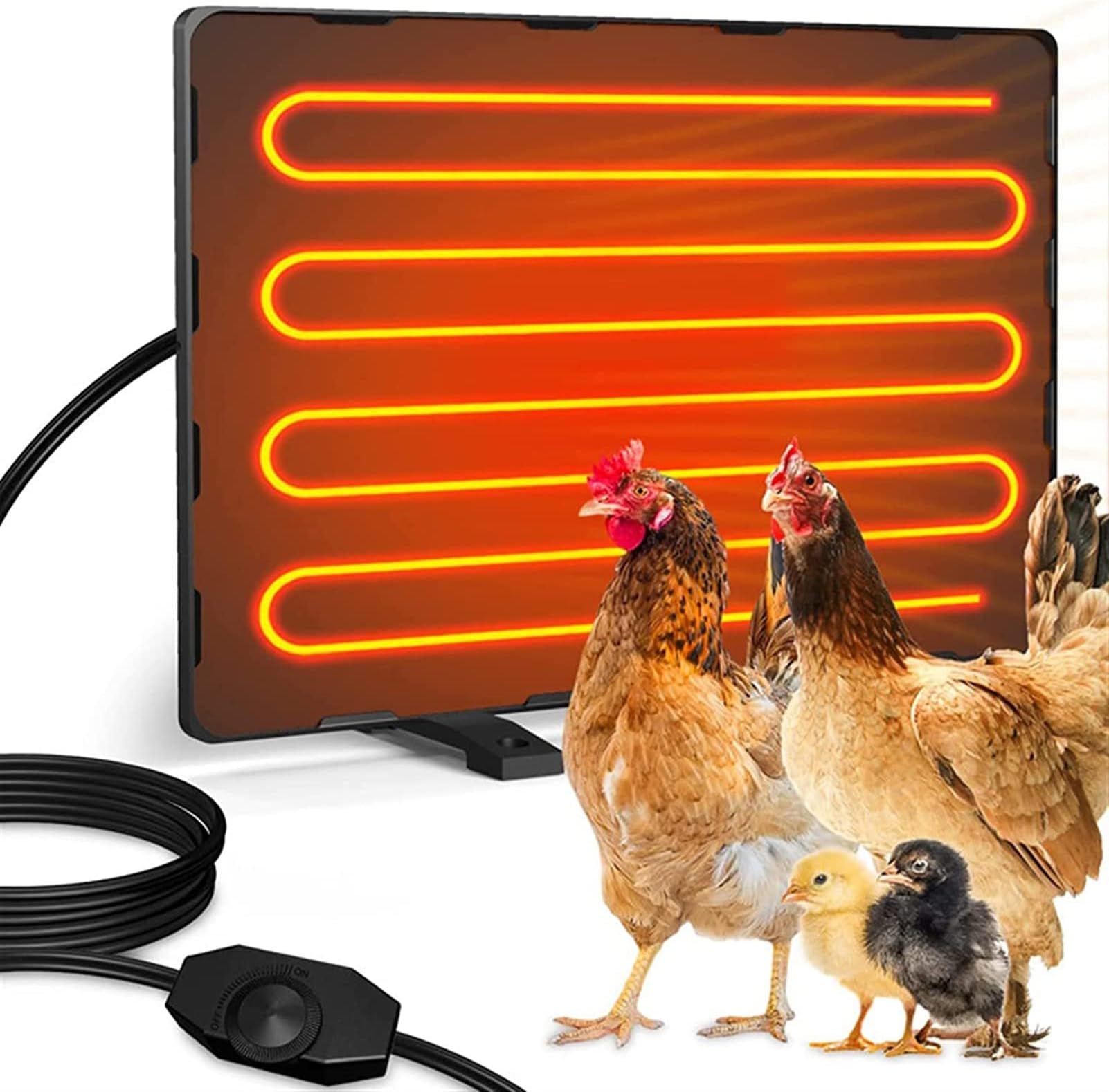 Chicken Coop Heater, 140W Poultry Coop Heating Plate with Thermostat 122-167°F, Adjustable Temperature Radiant Heat Chicken Heater, for Chicks Ducklings Quail Goose, 11.3''x15.74''