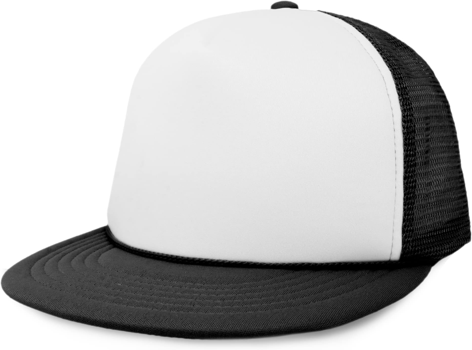DALIX Flat Billed Trucker Cap with Mesh Back M L XL Adjustable Hat (in 14 Colors) Caps