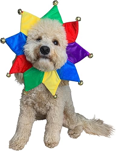 ComfyCamper Disfraz de payaso bufón para perro pequeño, mediano y grande, cachorro, gato, gatito, disfraces lindos y accesorios de ropa  Collar para