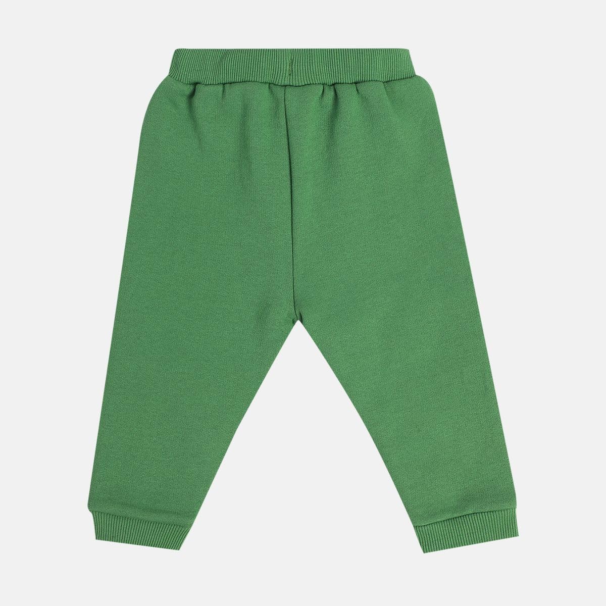 miniklub Baby Boys All Around Elastic Full Length Green Color Knit Jogger (9-12M)