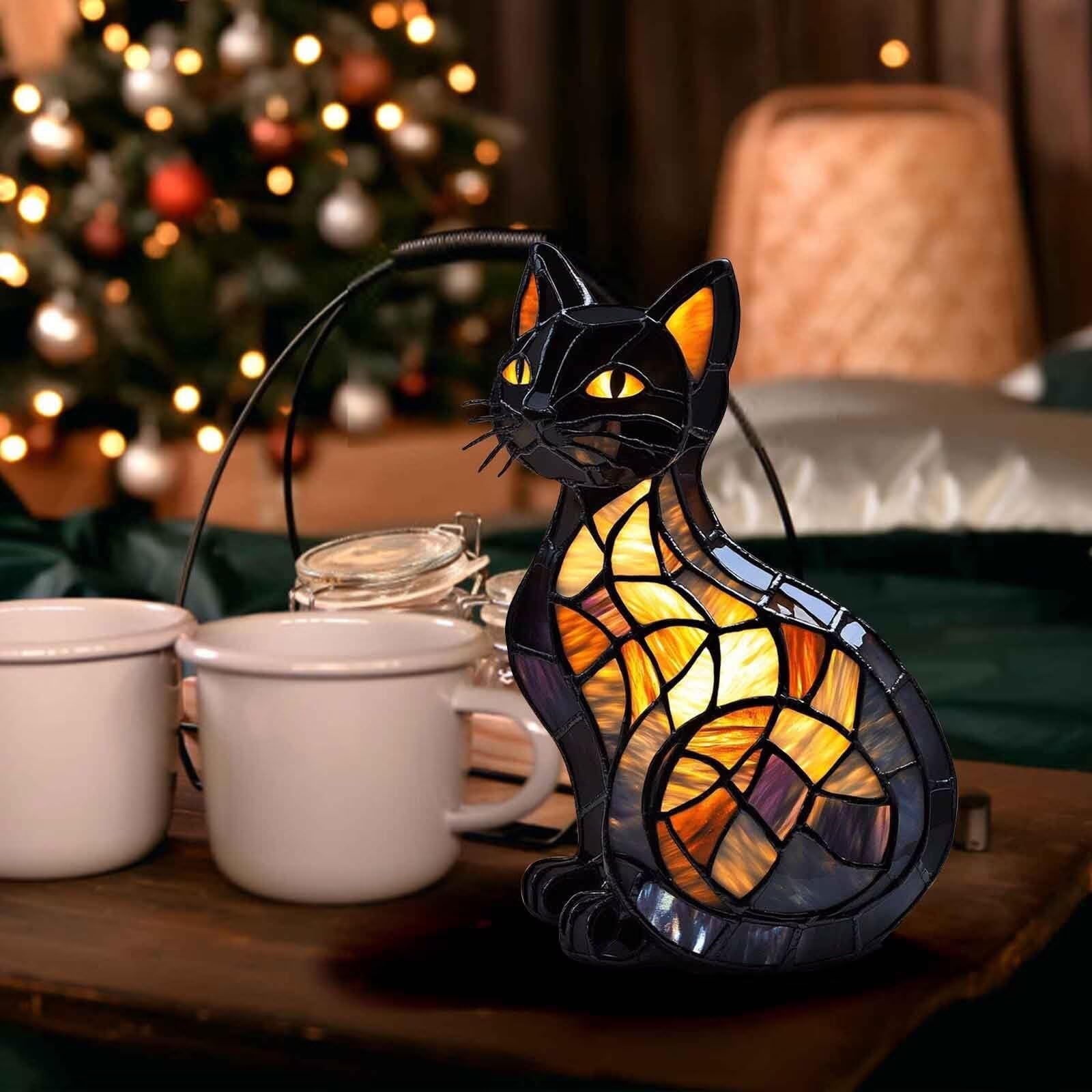 Lampada A LED A Forma Di Gatto In Resina, Luce Notturna Decorativa Stile Retrò, Alta Circa 15 Cm, Per Camera Da Letto, Soggiorno E Ufficio