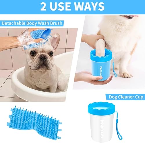 Miniatura 7 de Limpiador profesional 7 en 1 de patas de perro para perros y gatos, incluye 1 lavadora de patas portátil, 1 cepillo de baño, 2 cepillos de dientes