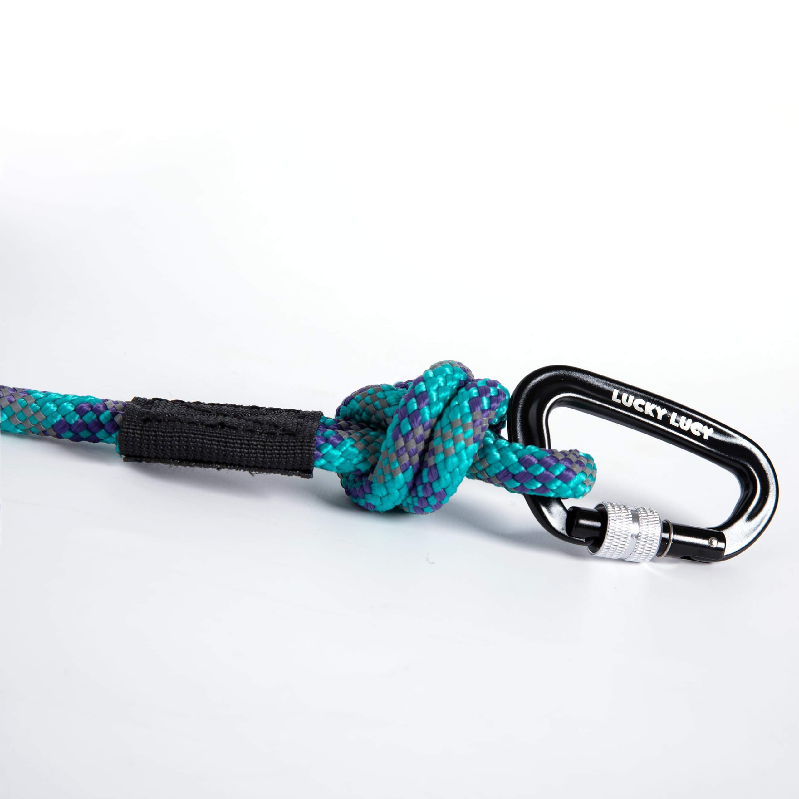 LUCKY LUCY Reflective Dog Lead 2 m Tear-Resistant Polypropylene / Polyester up to 300 kg with Aluminium Carabiner for Medium and Large Dogs Lake Blue - Image 3