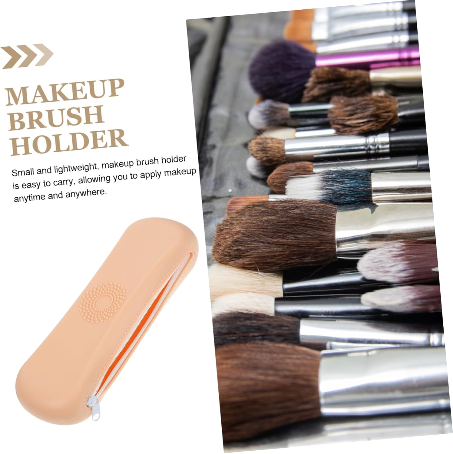 3pcs Travel Makeup Brush Holder Silicone Makeup Organizer Bag for Easy Carrying Zipper Design for Quick Access for Home Travel Use Lightweight