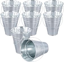 JEUIHAU 8 Pack Mini Metal Buckets with Handle, 4.5 Inch Small Tinplate Tin Pails Mini Serving Buckets for Party Favors, Snacks, Candy, Small Plants and Decoration