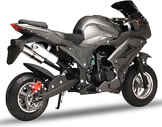 YOXIER 50cc Pocket Bike, 4-Stroke Motorcycle, EPA Approved Gas Adult Motorcycle, Strong Dual Brake, Pocket Bike Max Speed 25 Mph, Gas Pocket Motorbike with Front Rear Disc Brakes Black