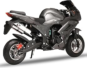 YOXIER 50cc Pocket Bike, 4-Stroke Motorcycle, EPA Approved Gas Adult Motorcycle, Strong Dual Brake, Pocket Bike Max Speed 25 Mph, Gas Pocket Motorbike with Front Rear Disc Brakes Black