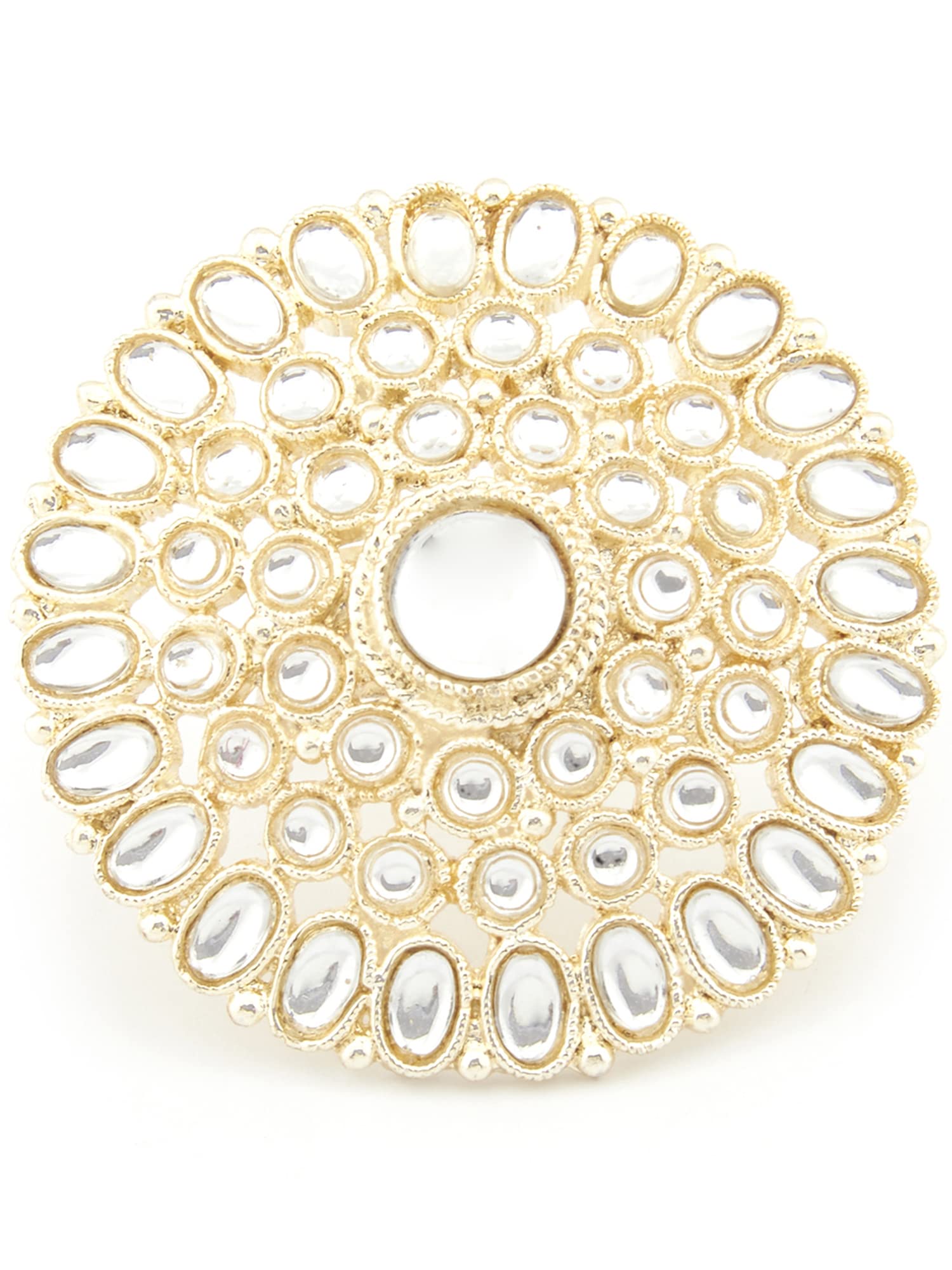 Meenakari Kundan Adjustable Rings Set - Pack of 3